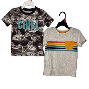 OshKosh Camo "Chill" /Cat & Jack Rainbow Pocket Tee Toddler Boys 3T Shirt Lot -